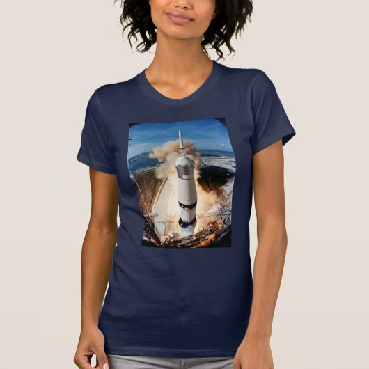 Apollo Saturn V raket lancering naar maan 1969 T-shirt (Voorkant)