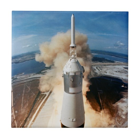 Apollo Saturn V raket lancering naar maan 1969 Tegeltje (Voorkant)