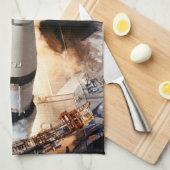 Apollo Saturn V raket lancering naar maan 1969 Theedoek (Quarter Fold)