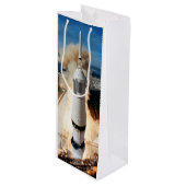 Apollo Saturn V raket lancering naar maan 1969 Wijn Cadeautas (Voorkant Gekanteld)