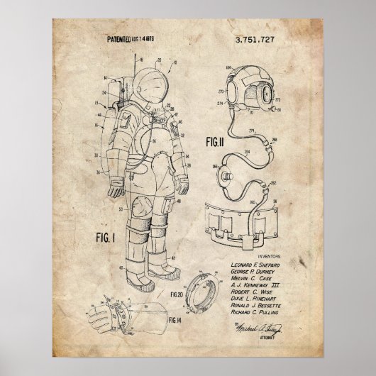 Apollo Space Suit Patent Poster (Voorkant)