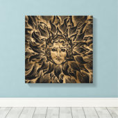 Apollo Sun God Black en Gold Canvas Afdruk (Insitu (Houten vloer))