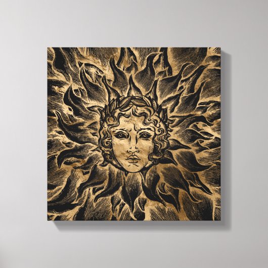 Apollo Sun God Black en Gold Canvas Afdruk (Voorkant)
