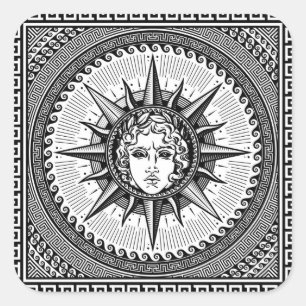 Apollo Sun God-symbool op het Griekse sleutelsierb Vierkante Sticker