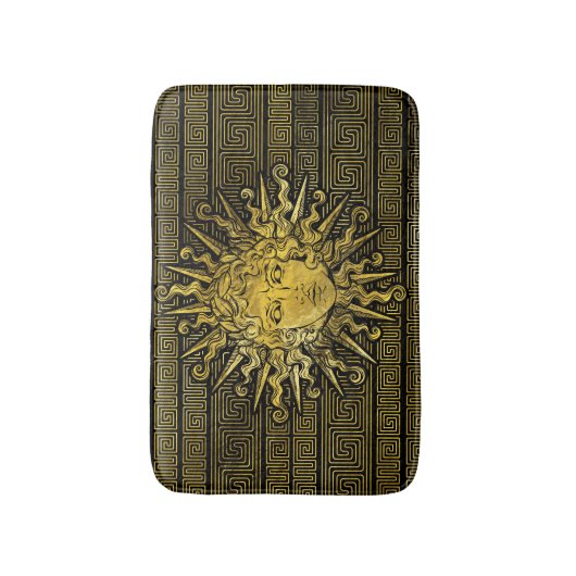 Apollo Sun-symbool op Grieks sleutelpatroon Badmat (Voorkant Verticaal)