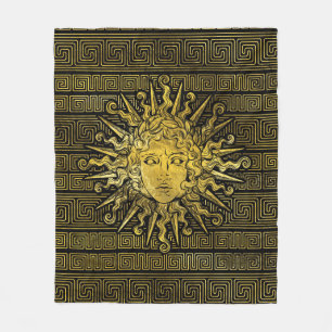 Apollo Sun-symbool op Grieks sleutelpatroon Fleece Deken