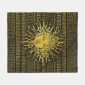 Apollo Sun-symbool op Grieks sleutelpatroon Fleece Deken (Voorkant (Horizontaal))