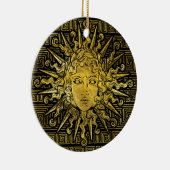 Apollo Sun-symbool op Grieks sleutelpatroon Keramisch Ornament (Rechts)
