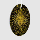 Apollo Sun-symbool op Grieks sleutelpatroon Ornament (voorkant)