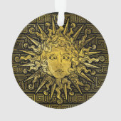 Apollo Sun-symbool op Grieks sleutelpatroon Ornament (achterkant)