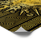 Apollo Sun-symbool op Grieks sleutelpatroon Poster (Hoek)