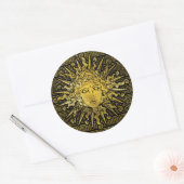 Apollo Sun-symbool op Grieks sleutelpatroon Ronde Sticker (Envelop)