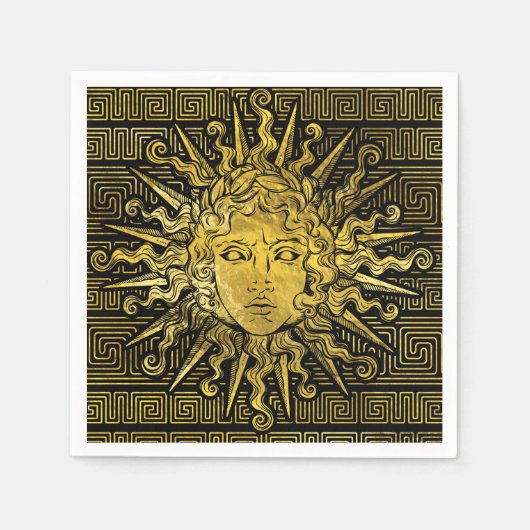 Apollo Sun-symbool op Grieks sleutelpatroon Servetten (Voorkant)