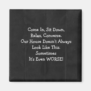 Apologie voor Messy House Retro Black Magnet