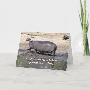 APOLOGY, HUMOROUS, HIPPO, "'IK MOET ECHT LEREN KAART