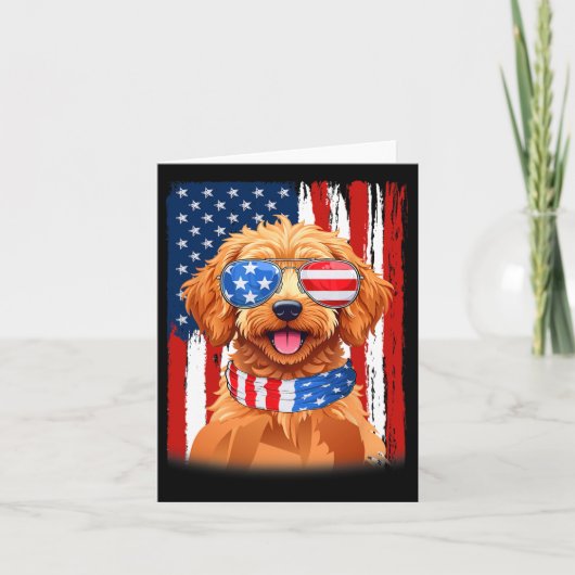 Apoo Hond Amerikaanse Vlag Mannen Vrouwen 4 juli P Kaart (Voorkant)