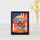 Apoo Hond Amerikaanse Vlag Mannen Vrouwen 4 juli P Kaart (Gele Bloem)