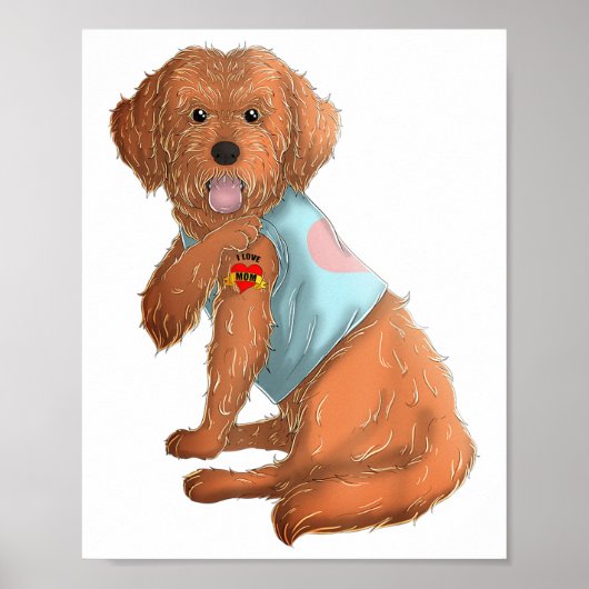 Apoo I Love Mom Tattoo Hondenshirt Grappige Moeder Poster (Voorkant)