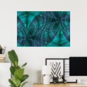 Apophysis Fractal Art I - blauw Poster (Thuiskantoor)