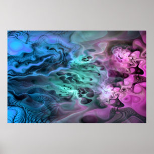 Apophysis Fractal Art II - roze groen blauw Poster