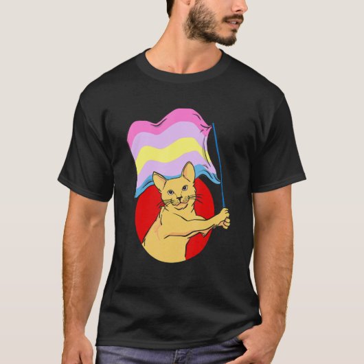 Aporagender Flag Cat Nonbinary Geslacht T-shirt (Voorkant)
