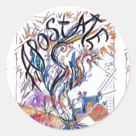 Apostaat Colorful Free Doodle Tekening Ronde Sticker