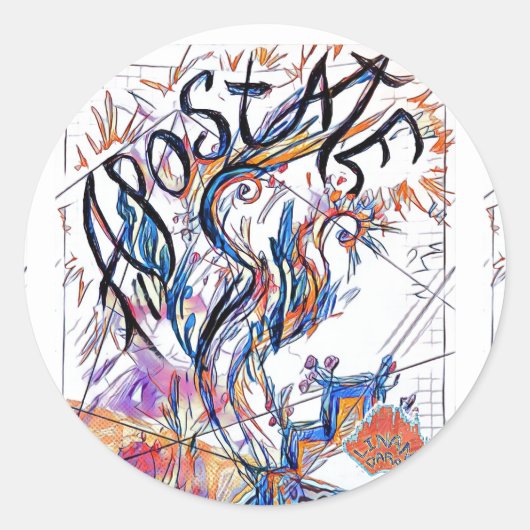 Apostaat Colorful Free Doodle Tekening Ronde Sticker (Voorkant)