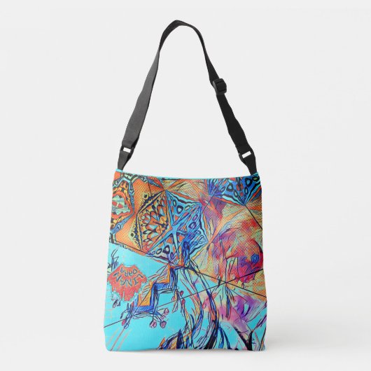 Apostate Colorful 2 Sided Doodle Drawing Crossbody Tas (Achterkant)