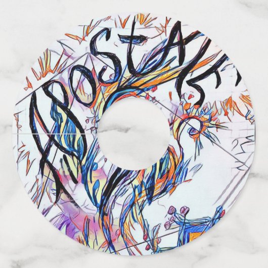 Apostate Colorful Abstract Doodle Drawing Wijnglaslabel (Voorkant)