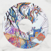 Apostate Colorful Abstract Doodle Drawing Wijnglaslabel (Achterkant)