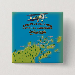 Apostle Islands National Lakeshore kaart Vierkante Button 5,1 Cm