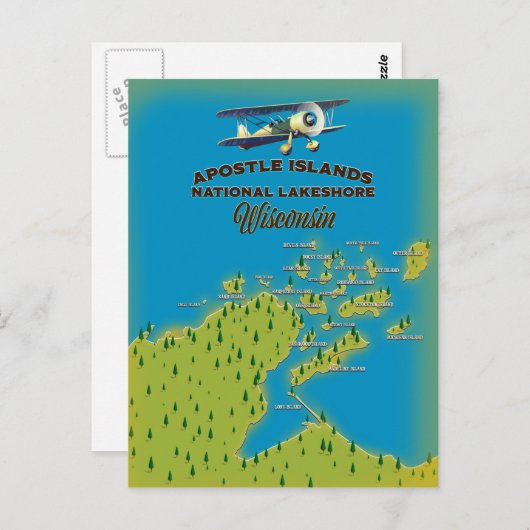 Apostle Islands National Lakeshore map Briefkaart (Voorkant / Achterkant)