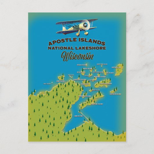 Apostle Islands National Lakeshore map Briefkaart (Voorkant)