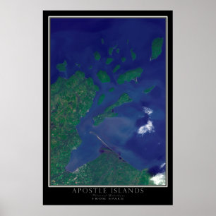Apostle Islands National Lakeshore Satellite Map Poster