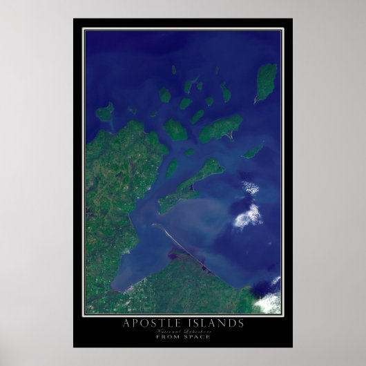 Apostle Islands National Lakeshore Satellite Map Poster (Voorkant)