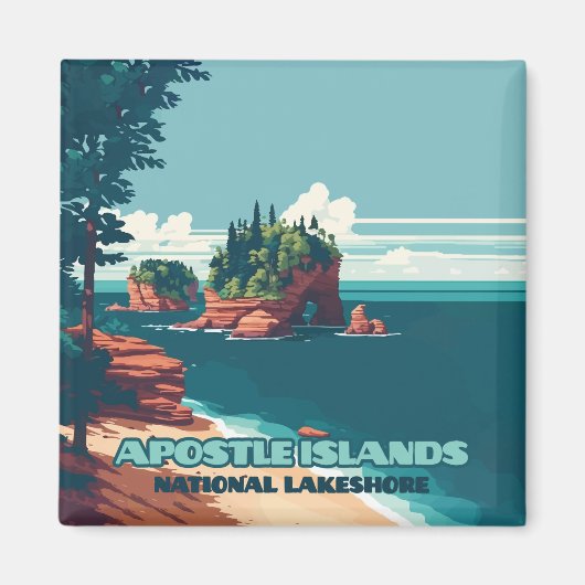 Apostle Islands National Lakeshore Wisconsin Retro Magneet (Voorkant)