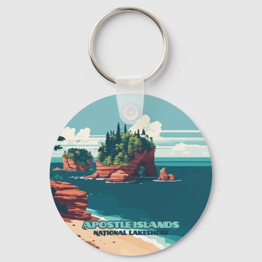 Apostle Islands National Lakeshore Wisconsin Retro Sleutelhanger (Voorkant)