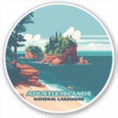 Apostle Islands National Lakeshore Wisconsin Retro Sticker (Voorkant)