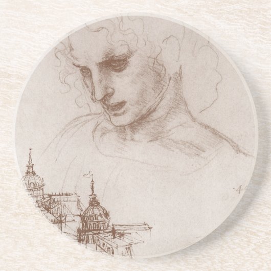 Apostle Jacobus Sforza Castle, Leonardo da Vinci Zandsteen Onderzetter (Voorkant)
