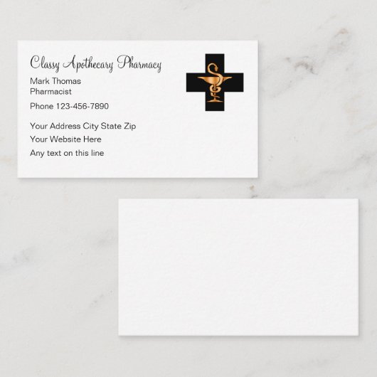 Apothecaire apotheker visitekaartje (Voorkant / Achterkant)