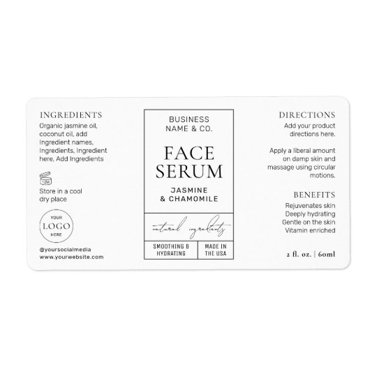 Apothecaire stijl Modern cosmetisch flesetiket Etiket (Voorkant)