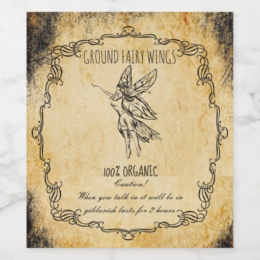 Apothecaris halloween  grondfeeënvleugels wijn etiket (Enkel label)