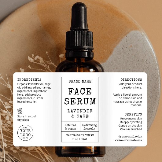 Apothecary 2 OZ druppelflesetiket Etiket