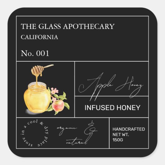 Apothecary Apple Infused Honey Label (Voorkant)