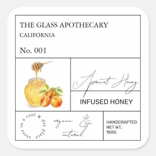 Apothecary Apricot Infused Honey Label (Voorkant)