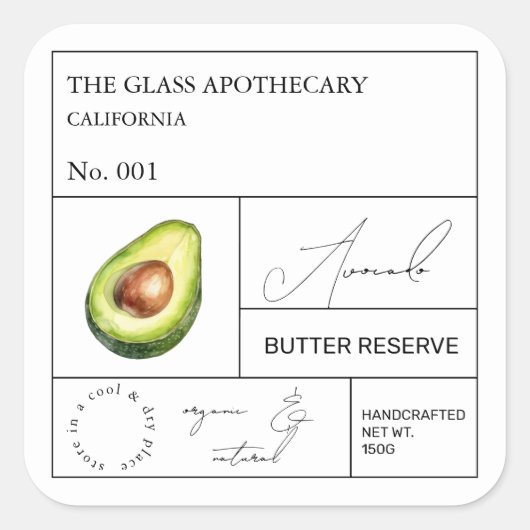 Apothecary avocado label (Voorkant)