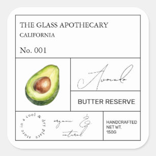 Apothecary avocado label