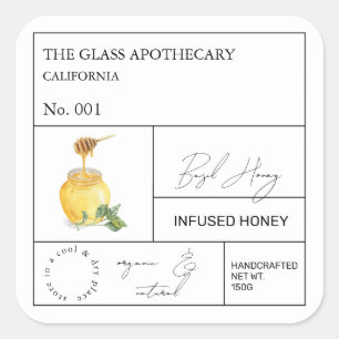 Apothecary Basil Infused Honey Label