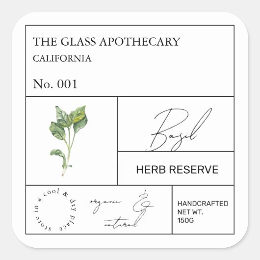 Apothecary Basil Label (Voorkant)