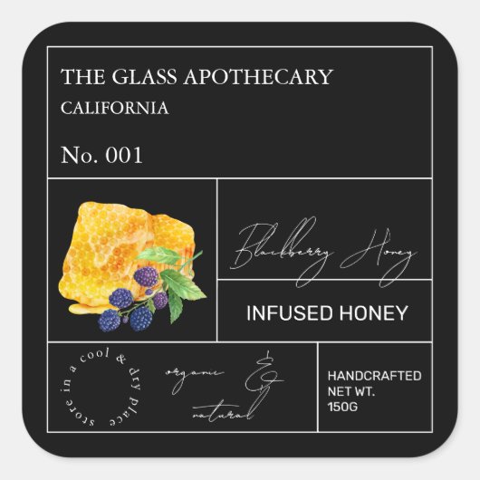 Apothecary Blackberry Infused Honey Label (Voorkant)